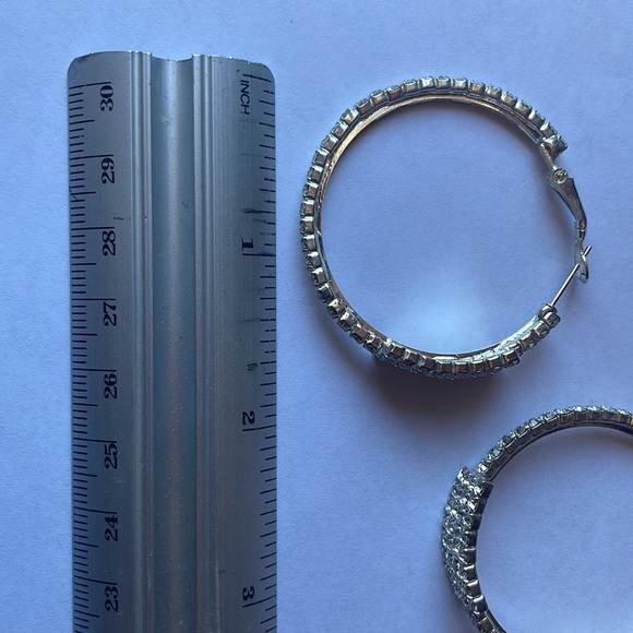 Studded Sparkly Hoop Earrings - Picture 4 of 6